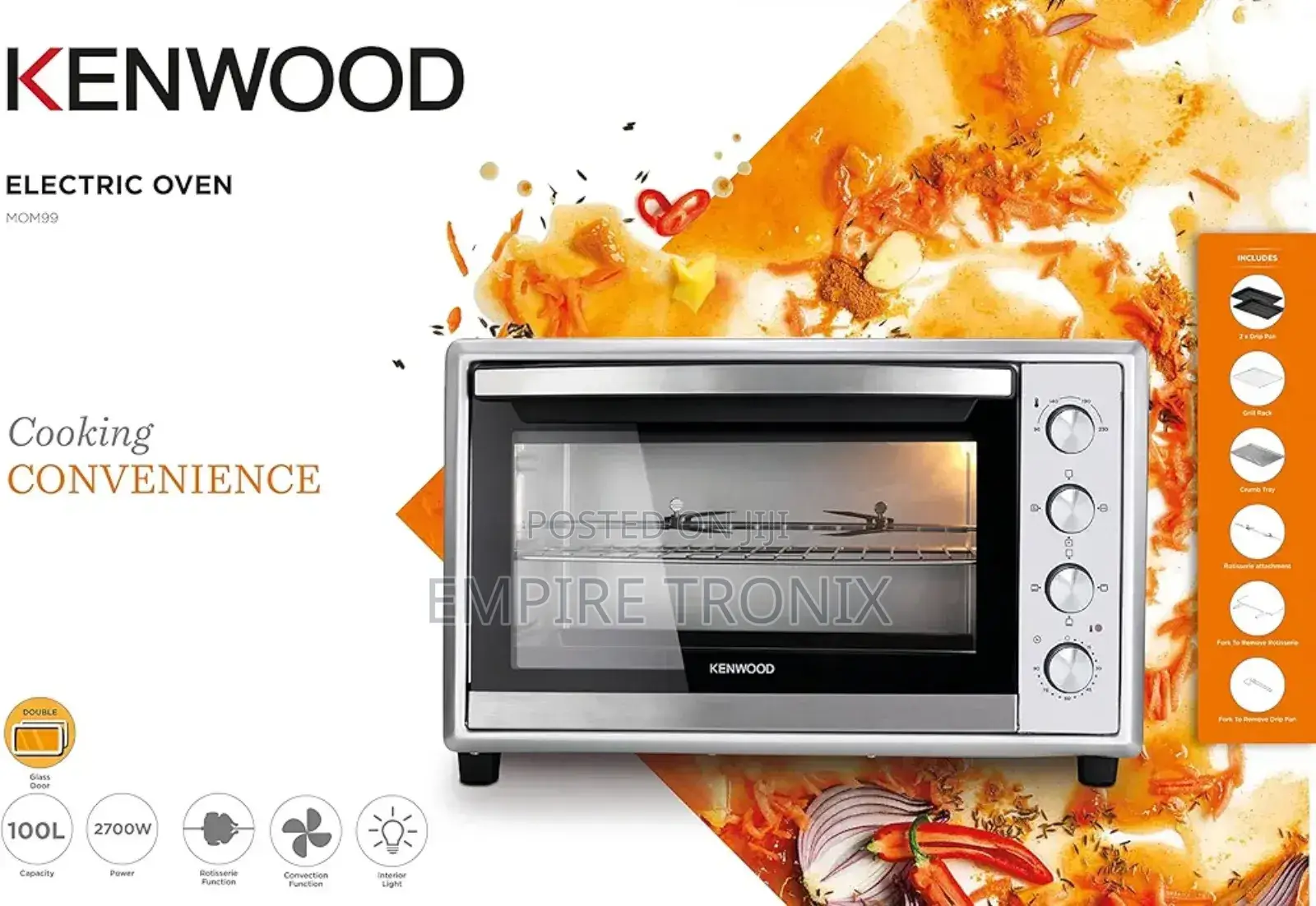 Kenwood Mom99.000ss Double Glass Door 100l Toaster Oven