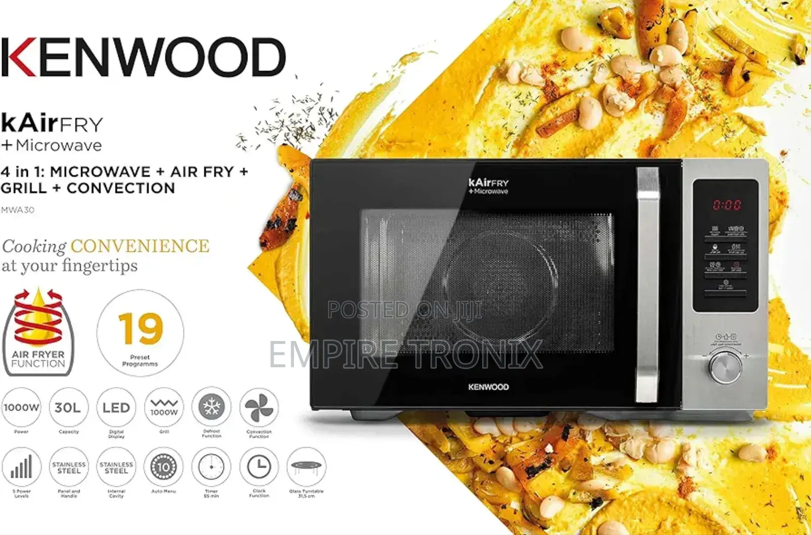 Kenwood Microwave 30l + Airfryer + Grill + Convection 1000w