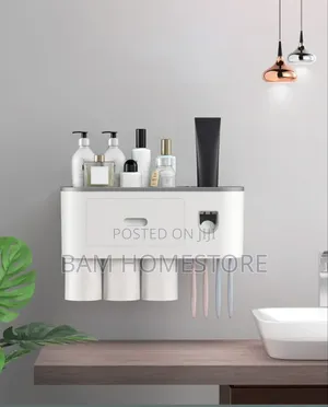 Wall Mounted Toothpaste Dispenser+Toothbrush Holder