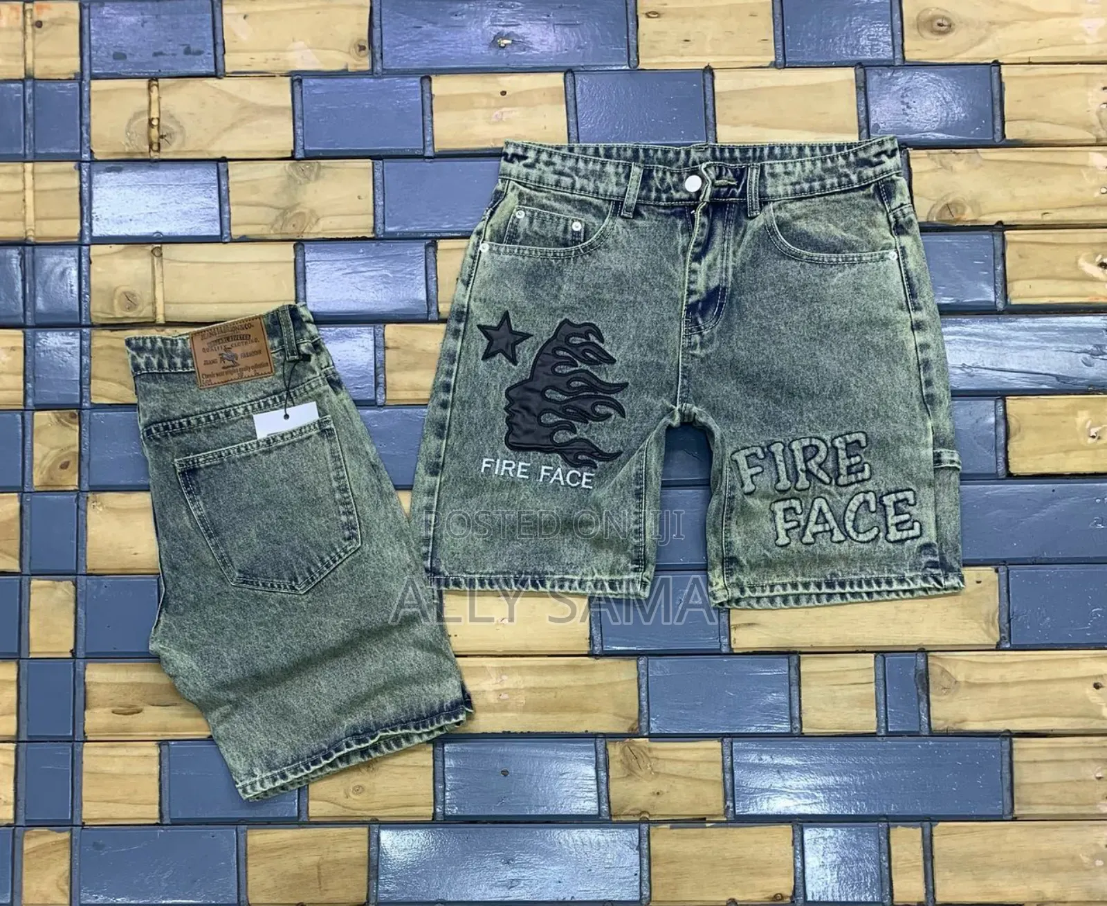 Mens Short Jeans Green