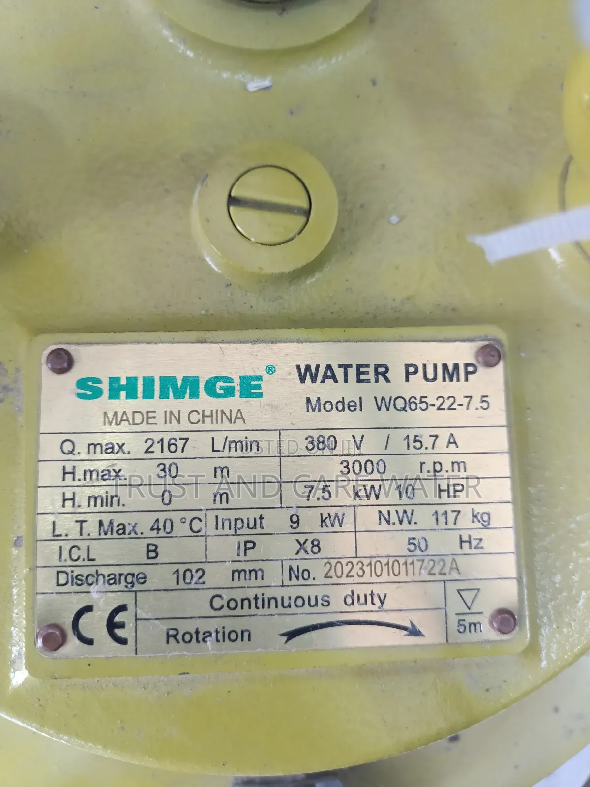 Shimge Sawege Pump 10hp (4inch)