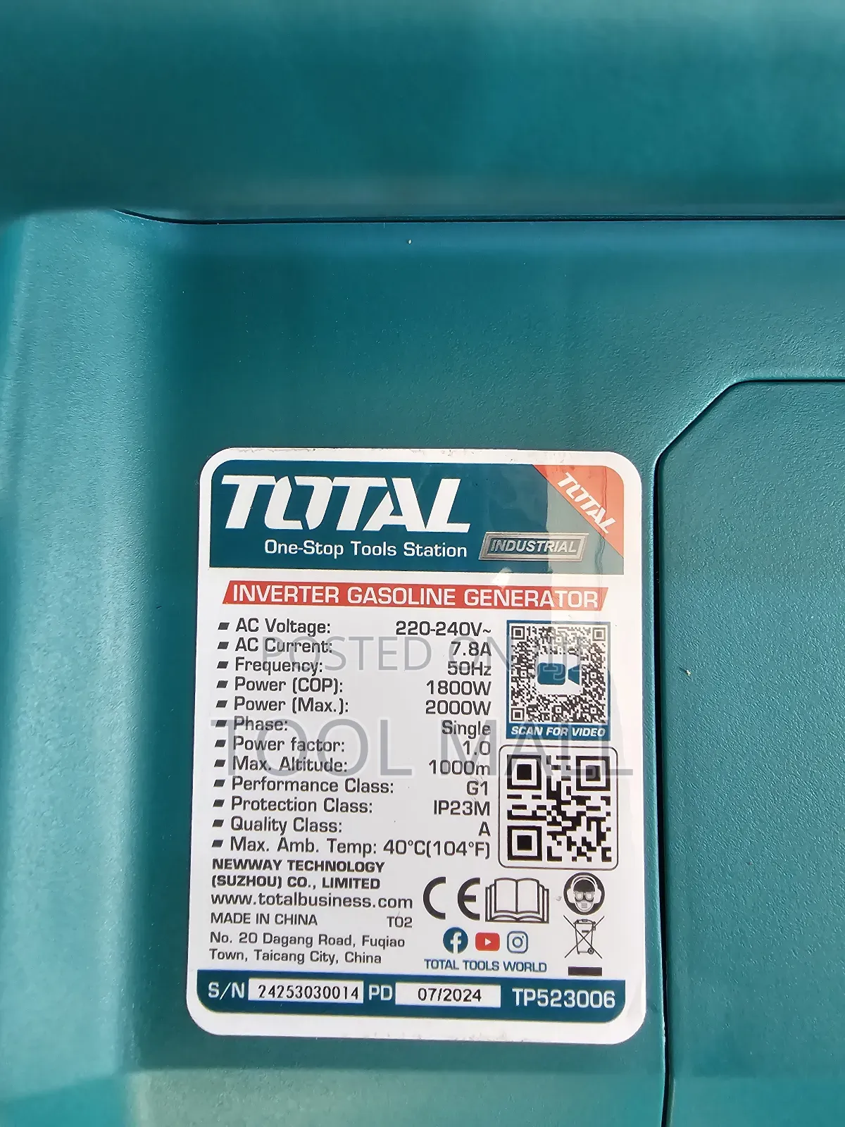 Total Inverter Gasoline Generator 2000w