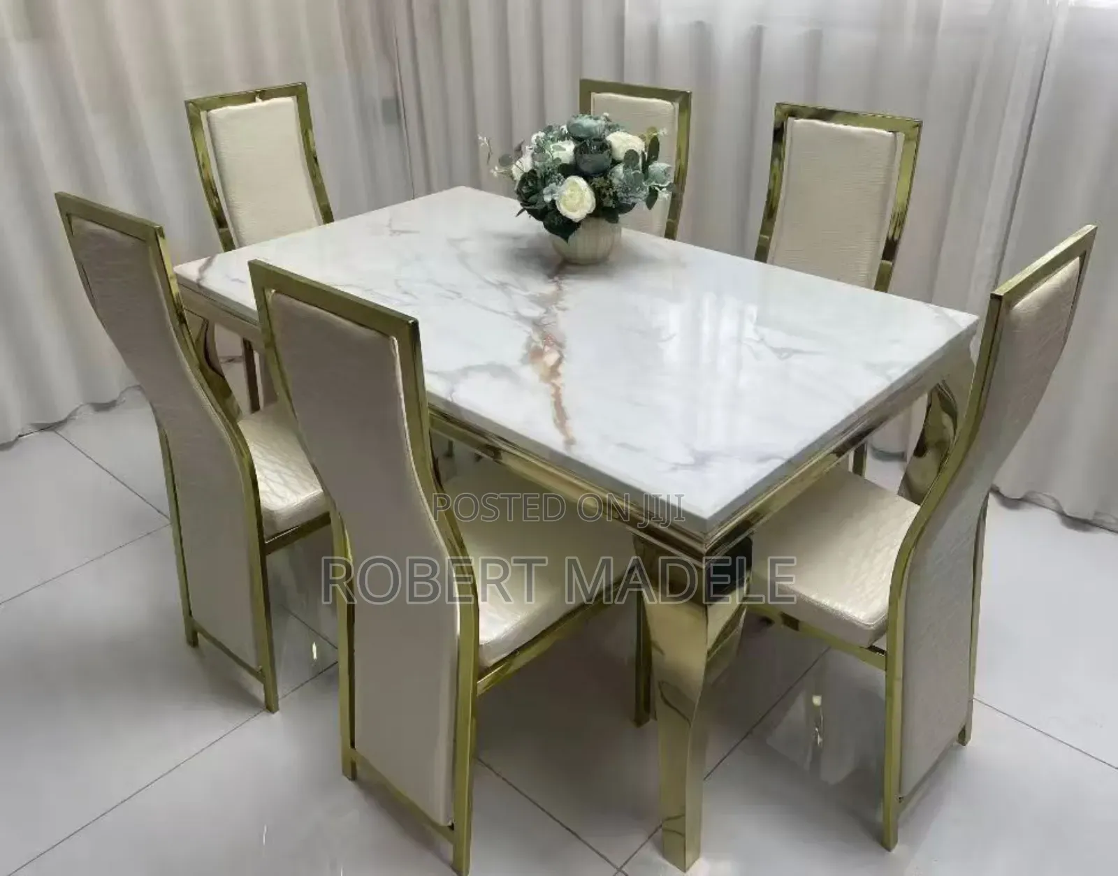 6 Chair Marble Table Dining