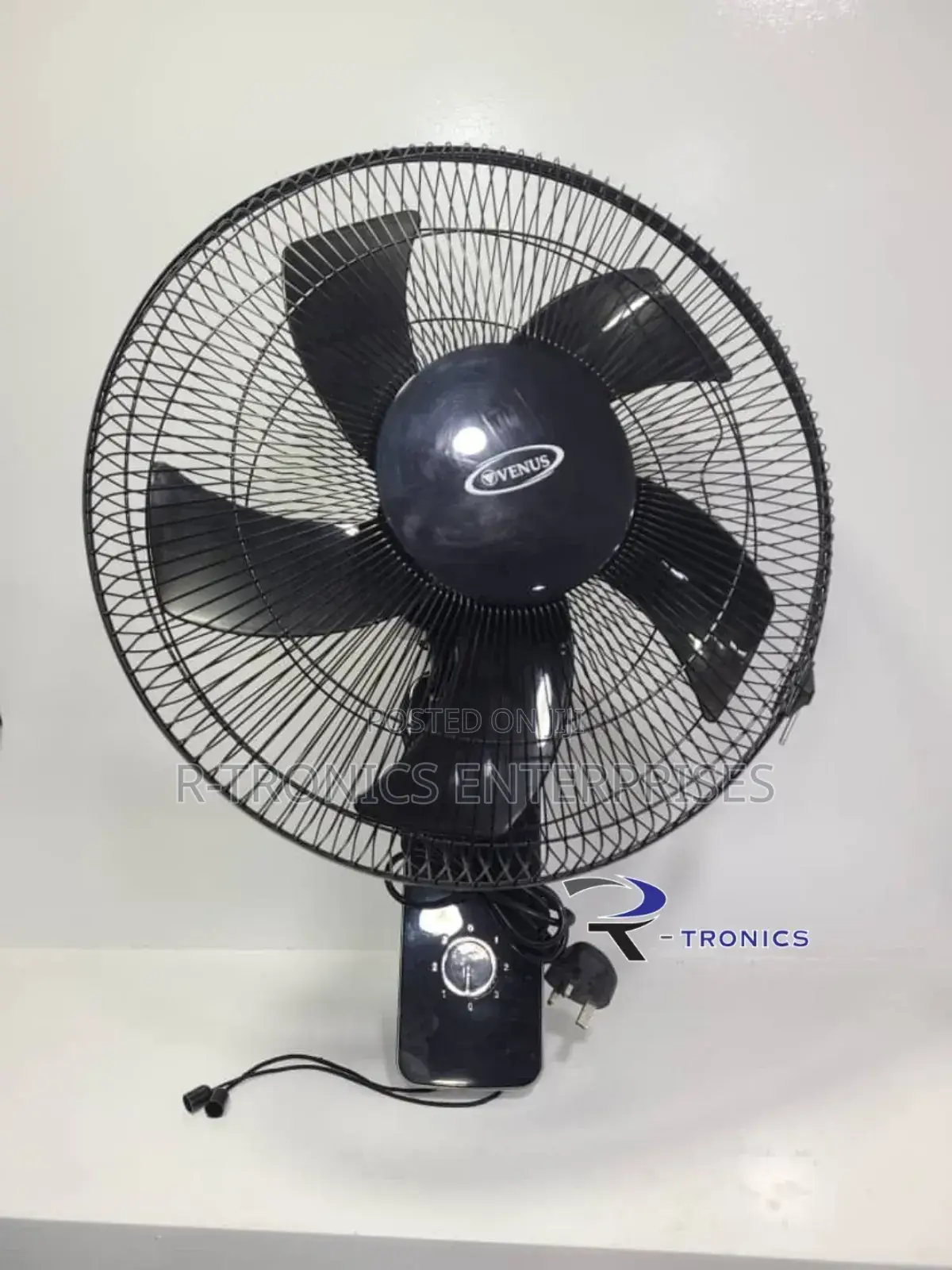 Black Venus Wall Fan 16" 5 Blades 3 Speed