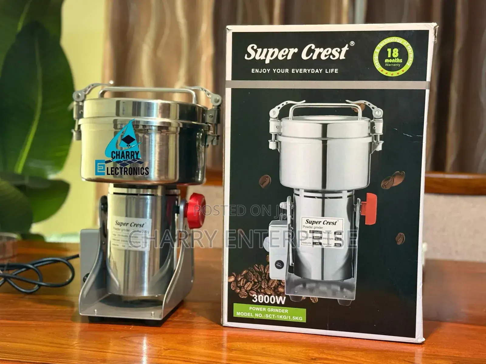 Super Crest Commercial Masala/Powder Grinder 1000g/1kg 3000w