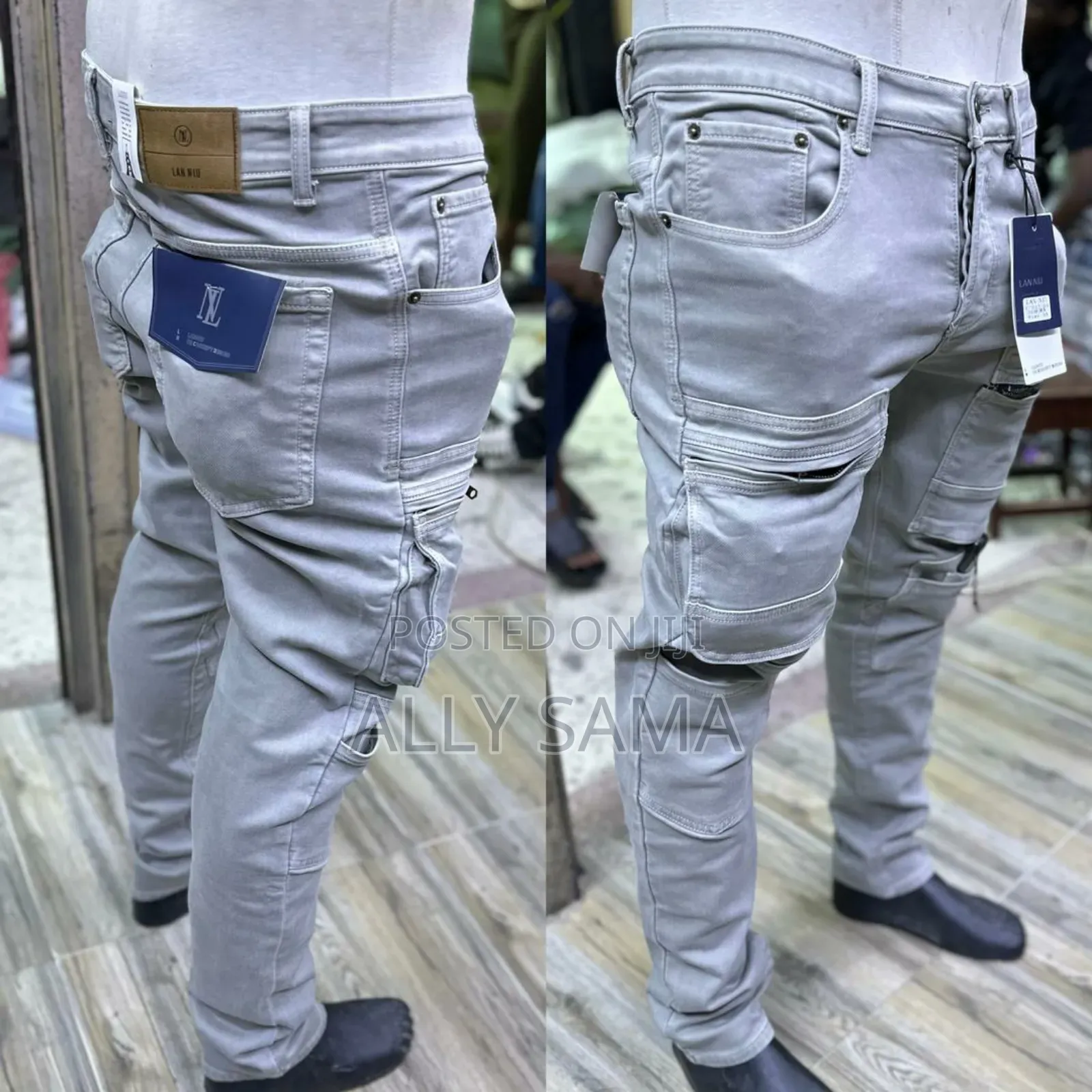 Mens Jeans Slim Cargo Plain