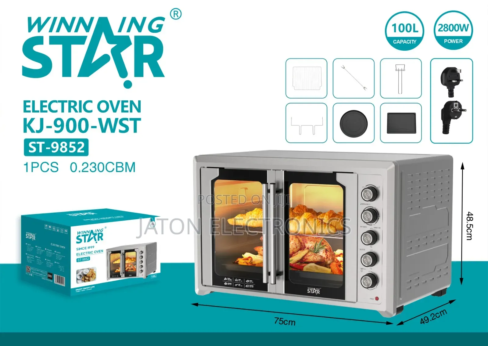 Winning Star Electric Oven Double Door 100l