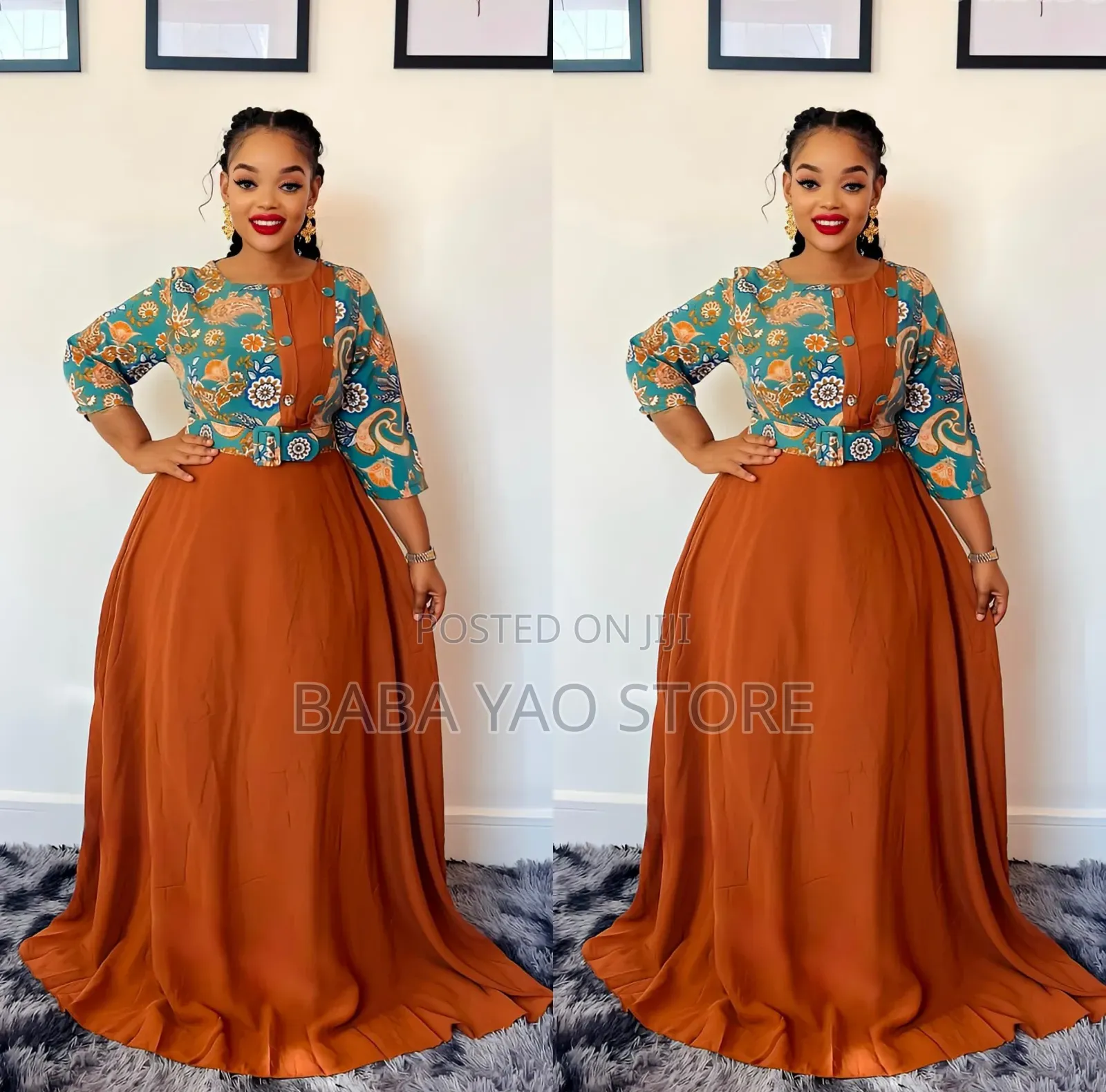 Women's African New Fashion Printed Long-Sleeved High-Waist