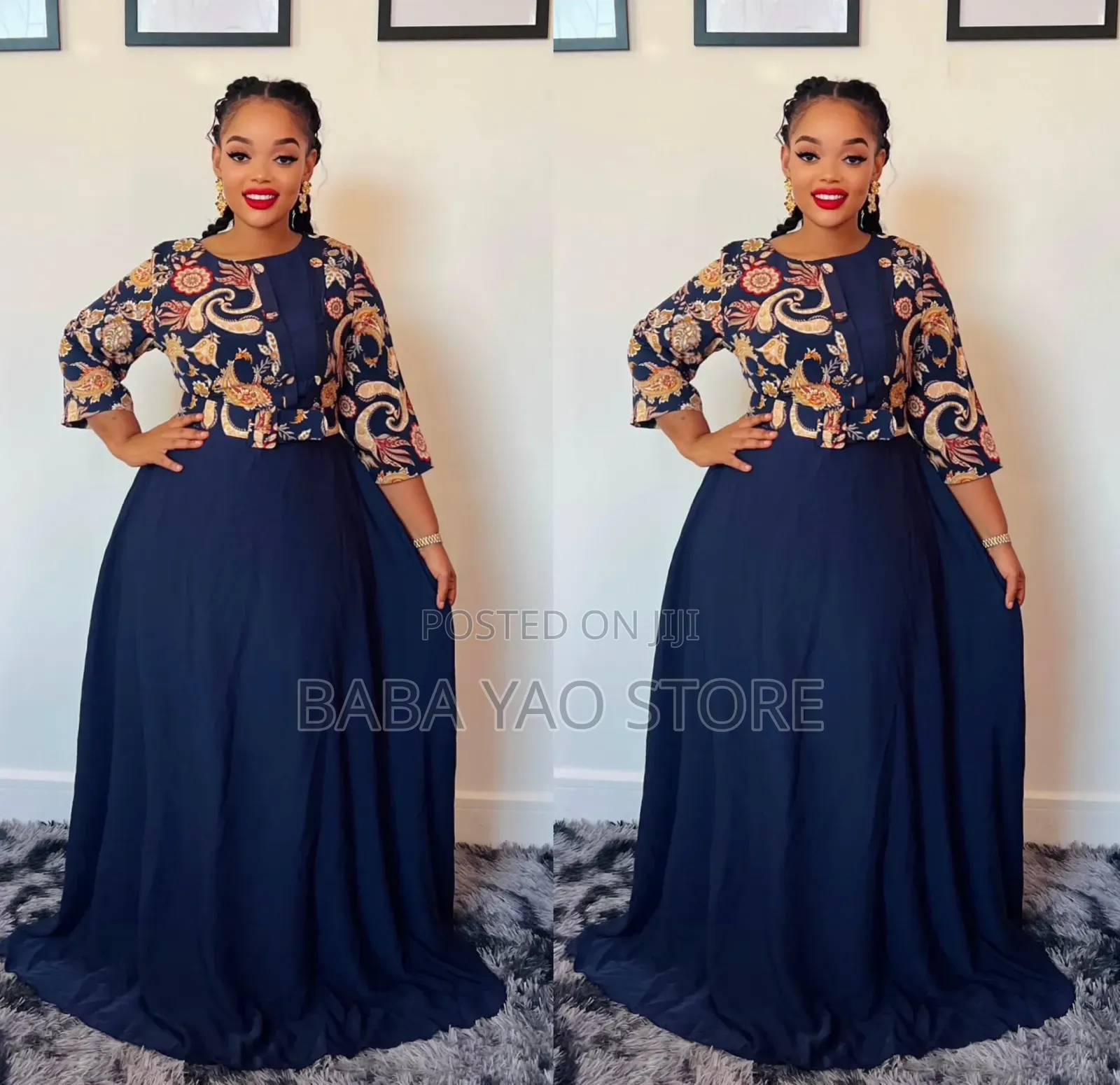 Women's African New Fashion Printed Long-Sleeved High-Waist