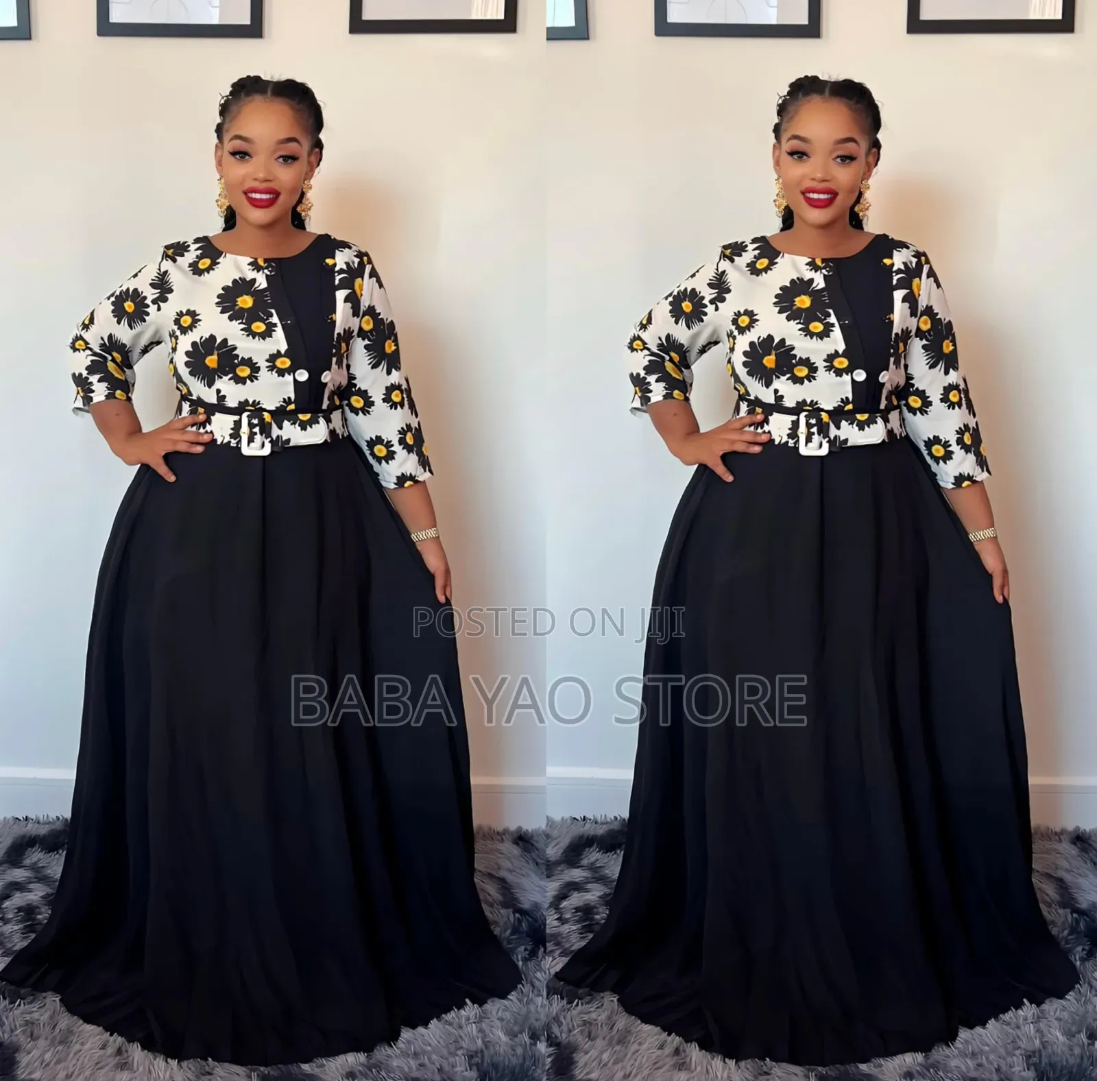 Women's African New Fashion Printed Long-Sleeved High-Waist