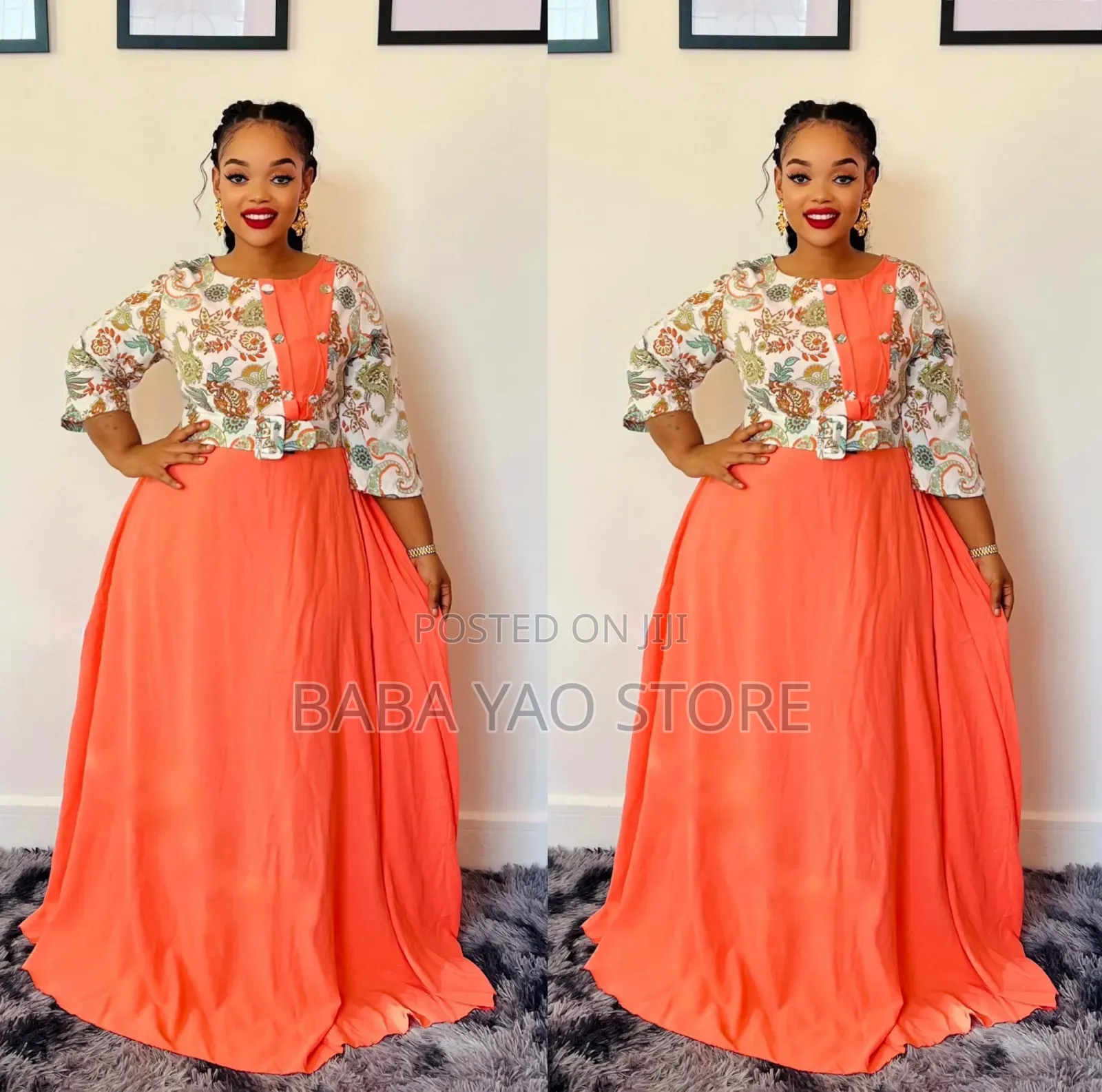 Women's African New Fashion Printed Long-Sleeved High-Waist