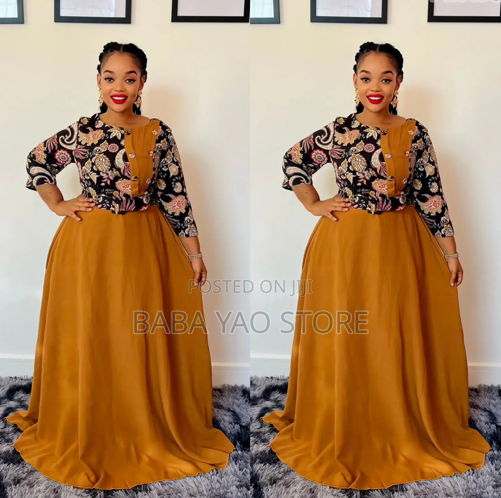Women's African New Fashion Printed Long-Sleeved High-Waist