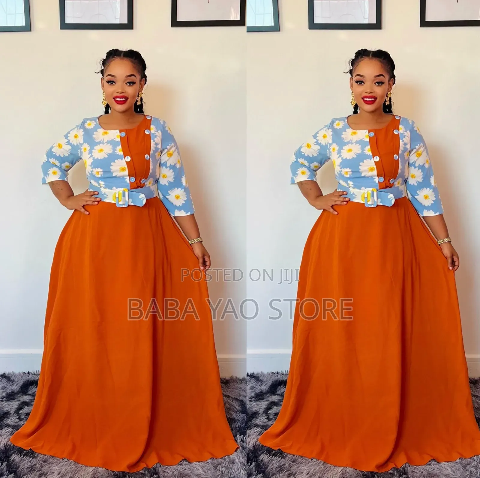 Women's African New Fashion Printed Long-Sleeved High-Waist