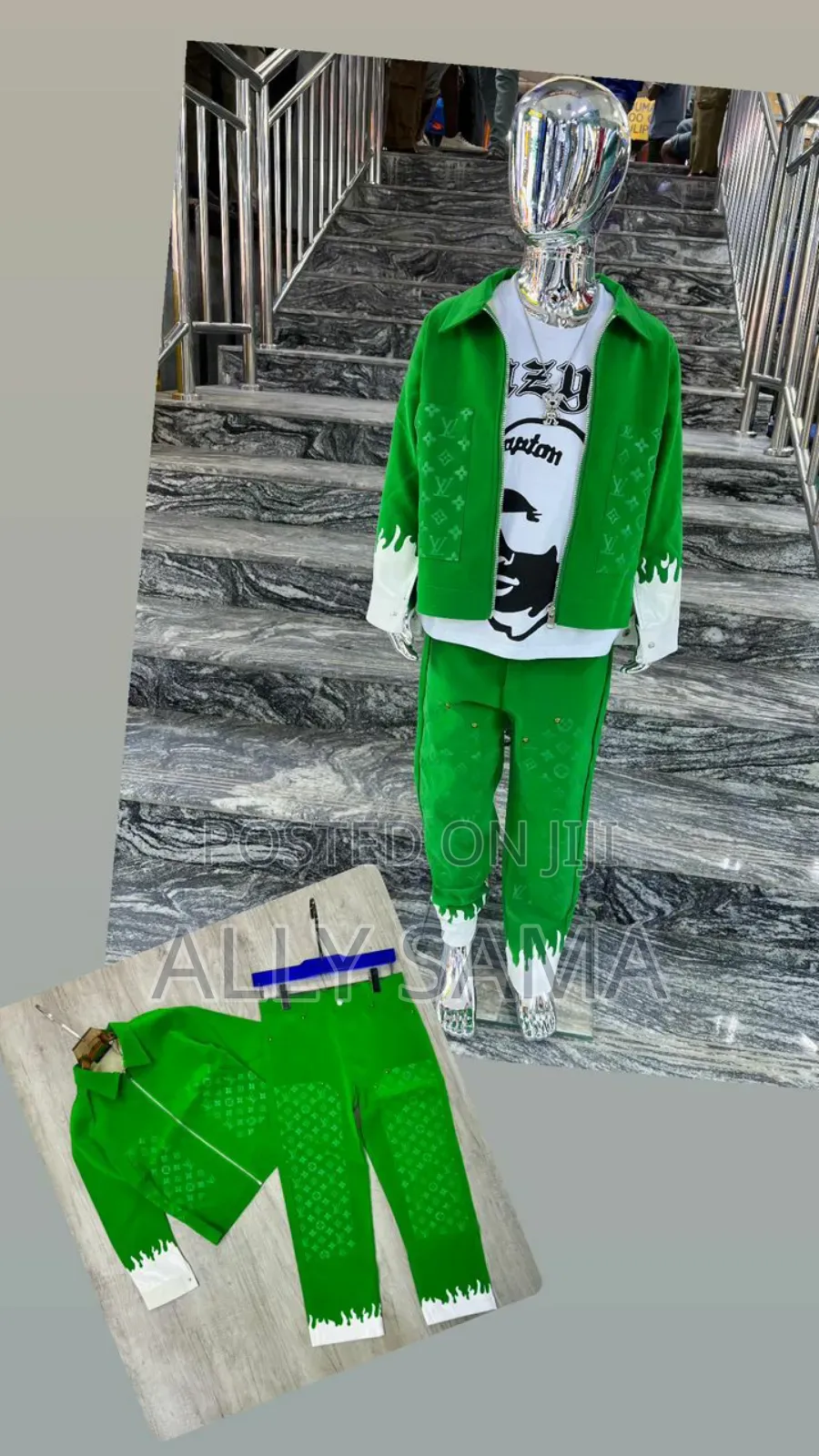 Boys Full Louis Vuitton Green Material Leather
