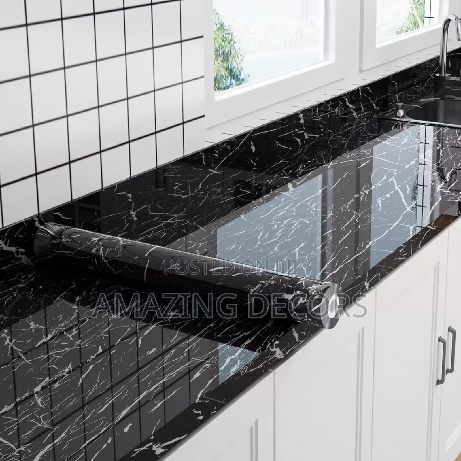 Black Marble Contact Paper