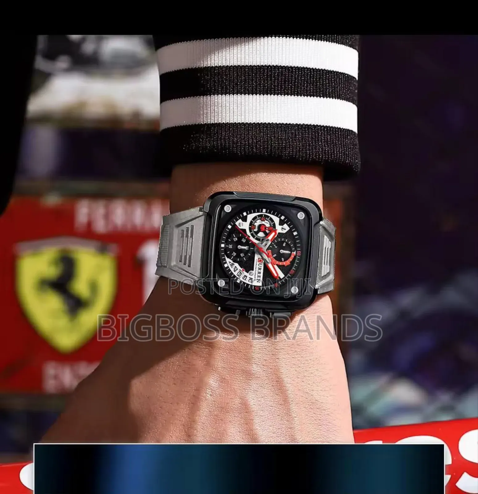 Cuuren Square Watch With Rubber Belt