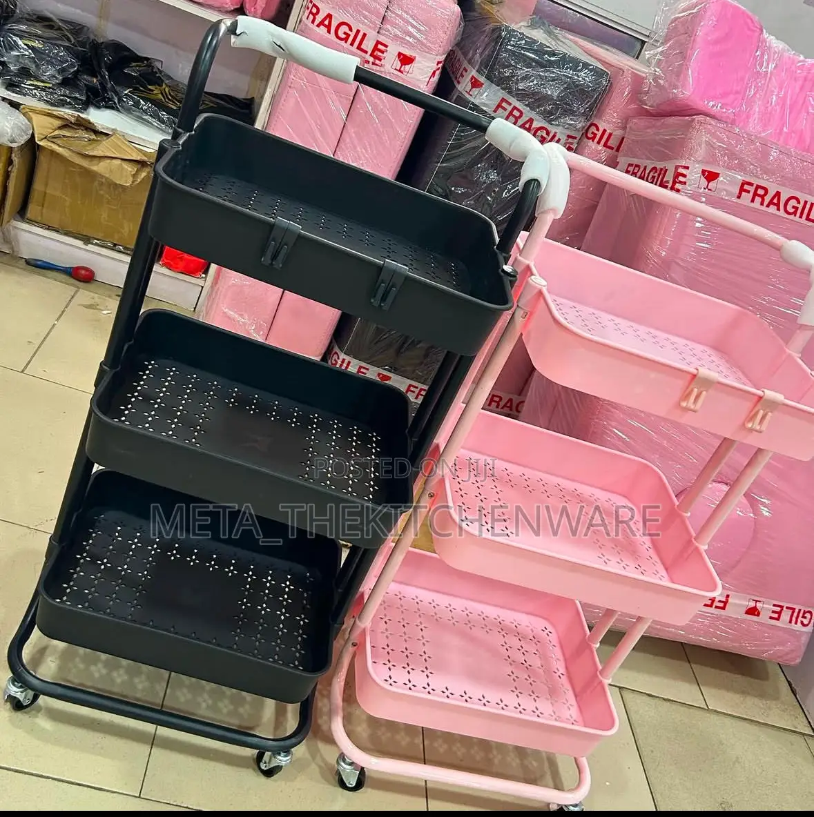 3 Tier Plastic Trolley