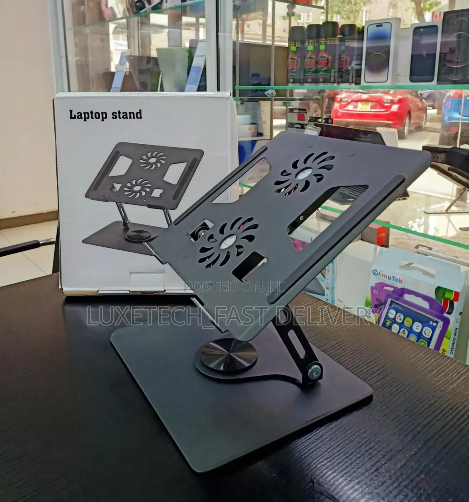 Premium Laptop Stand 360° Rotating Base With Cooling Fans