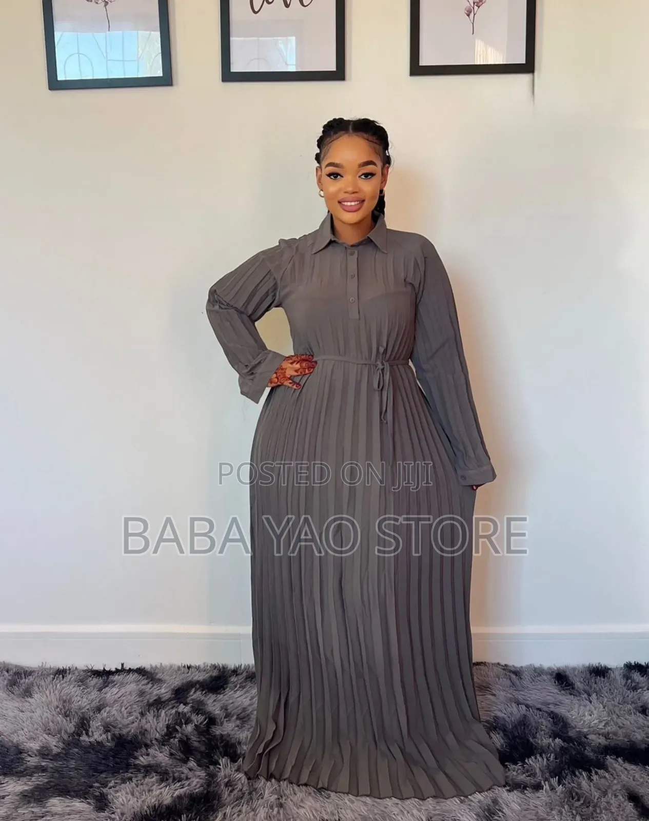 New High-Grade Long-Sleeved High-Waist Slim Big Swing Dress.