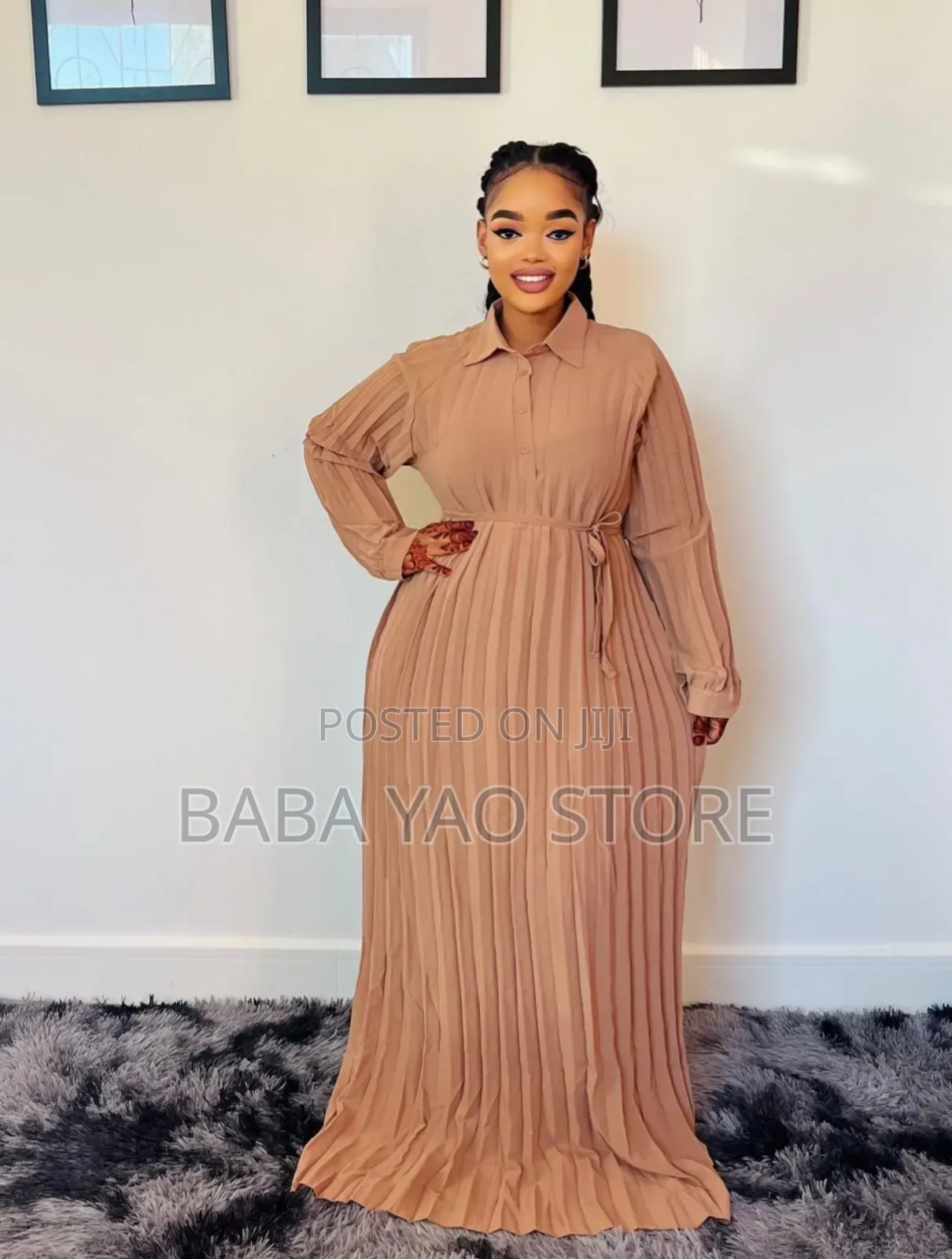 New High-Grade Long-Sleeved High-Waist Slim Big Swing Dress.