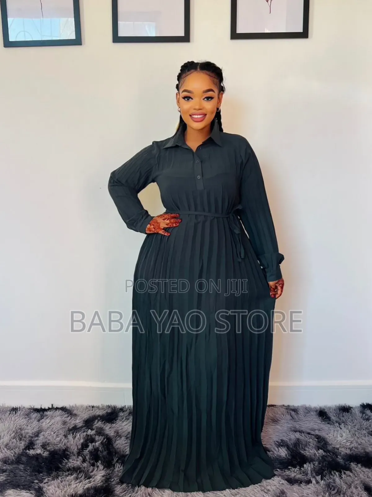 New High-Grade Long-Sleeved High-Waist Slim Big Swing Dress.