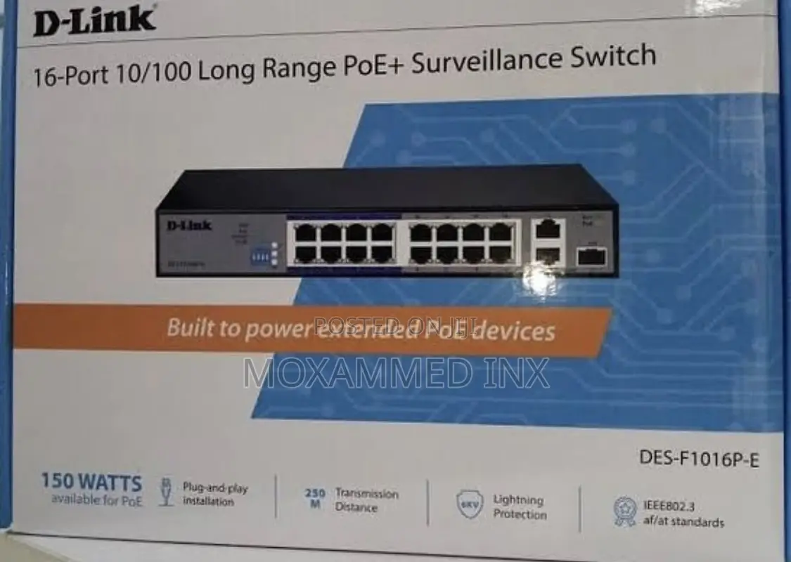 D-Link 16 Ports Poe Switch - Desf1016pe