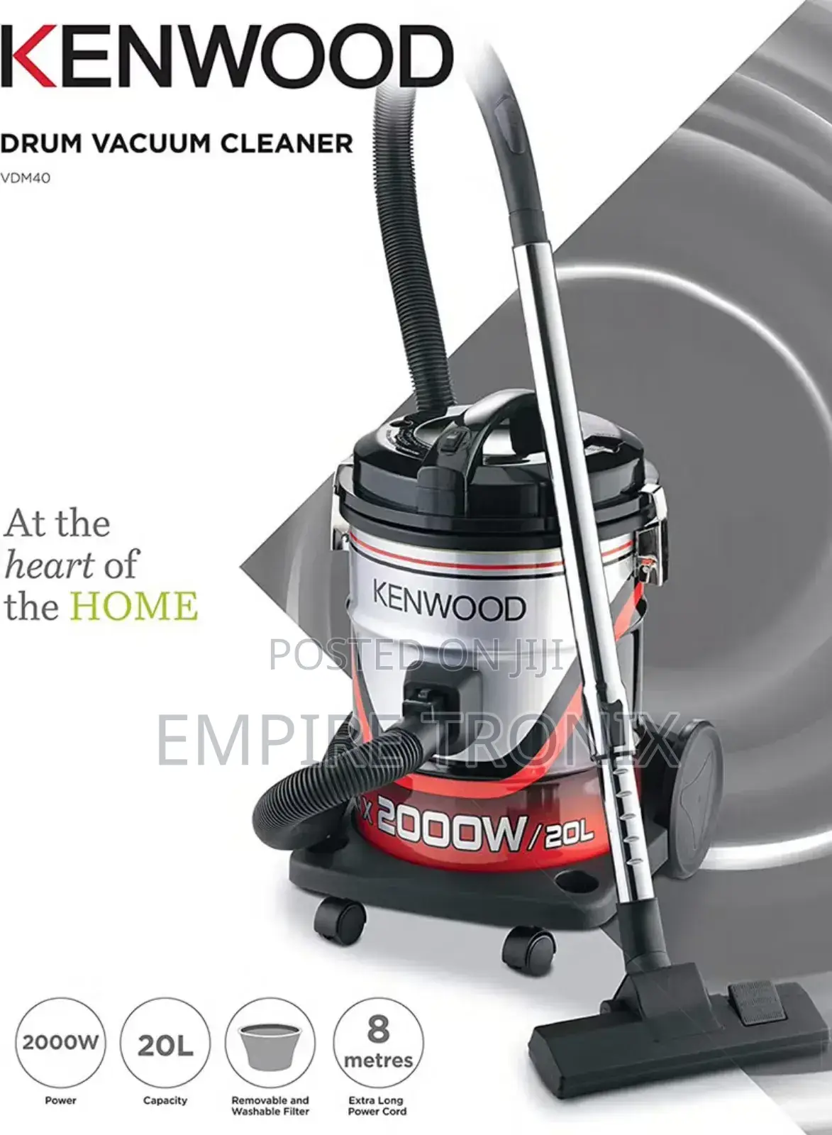 Kenwood Drum Vacuum Cleaner 2000w 20l Tank Vdm40.000br