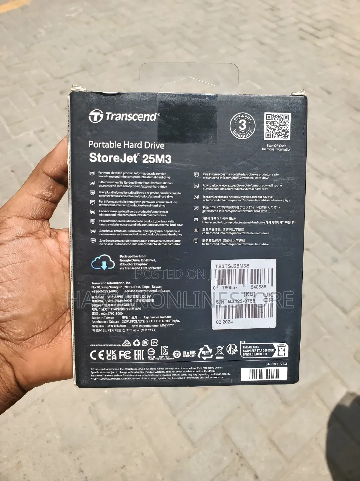 Transcend 2tb Usb 3.1 Storejet 25m3 Portable Hard Drive