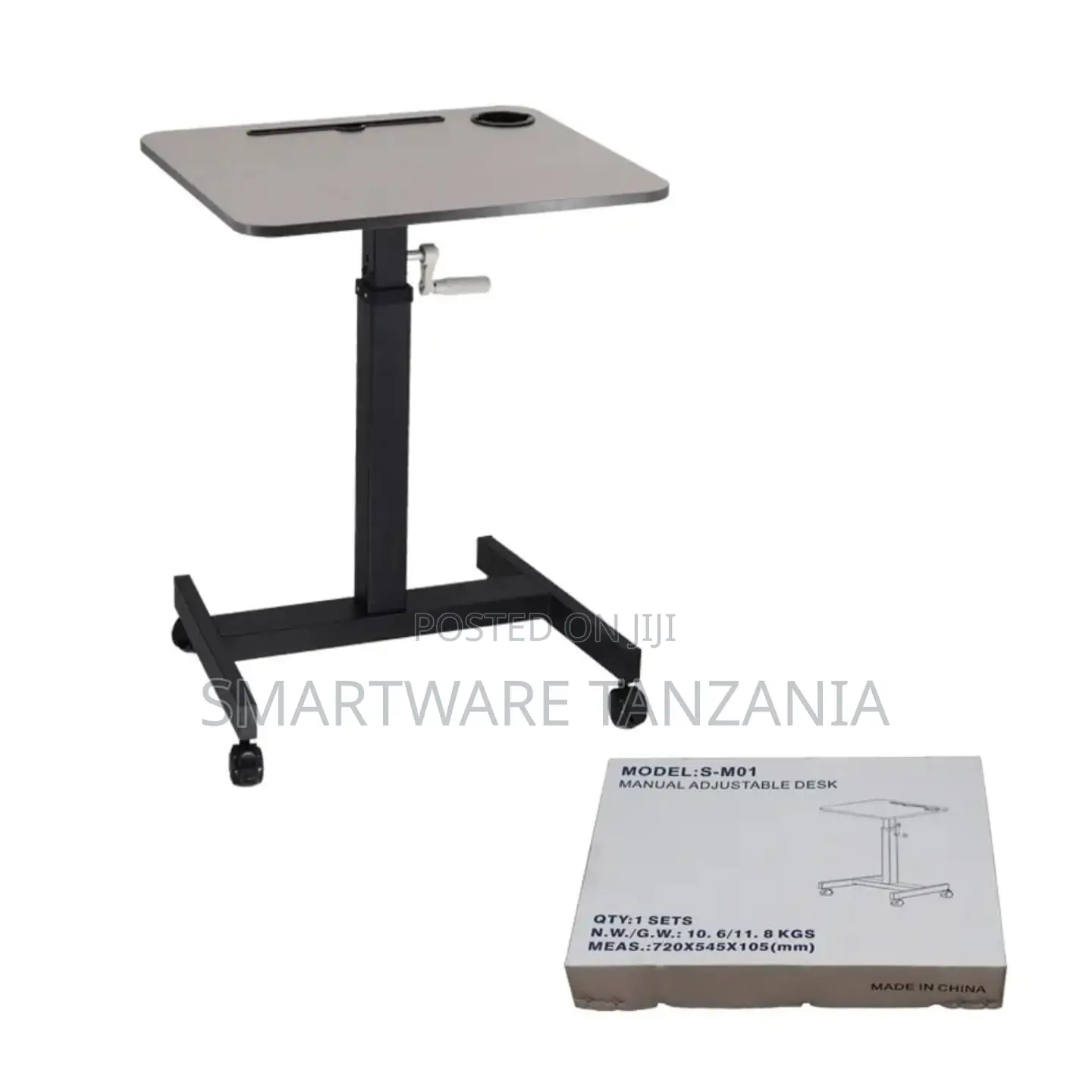 Overbed Table With Wheels Adjustable Laptop Stand Sofa Side