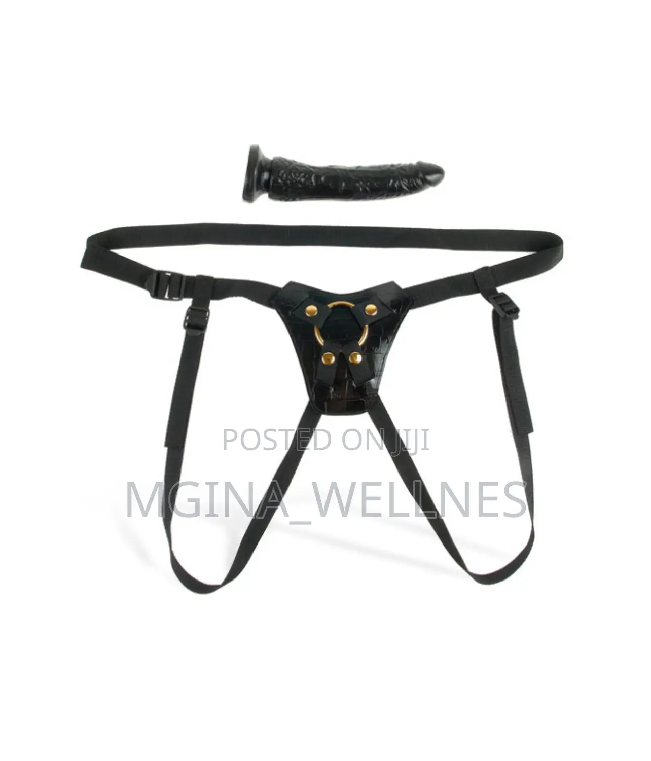 Black Leather Designer 7" Strap on Dildo (Dildo Na Mkanda)