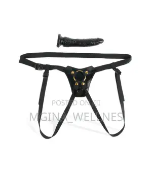 Black Leather Designer 7" Strap on Dildo (Dildo Na Mkanda)