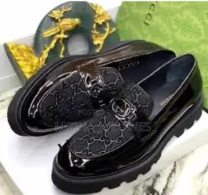 Iconic Black Patent Leather Gucci Big Sole Loafer for Men