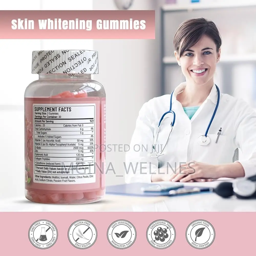 Skin Whitening Gummies, With Glutathione, Collagen and Bioth