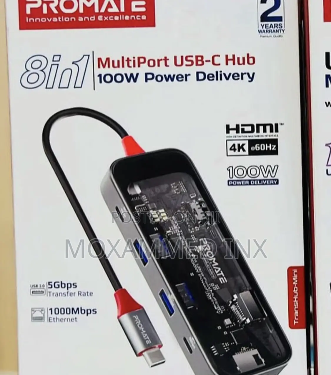 Ptomate 8 in 1 Multiport Usb-C Hub 100w Power Delivery