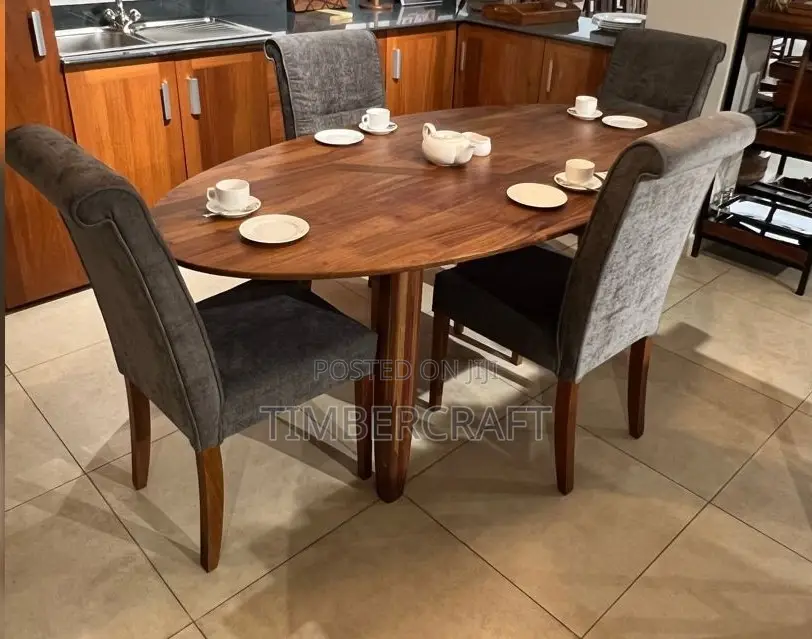 Finger Joint Wood Oval Dinning Table Without Chairs