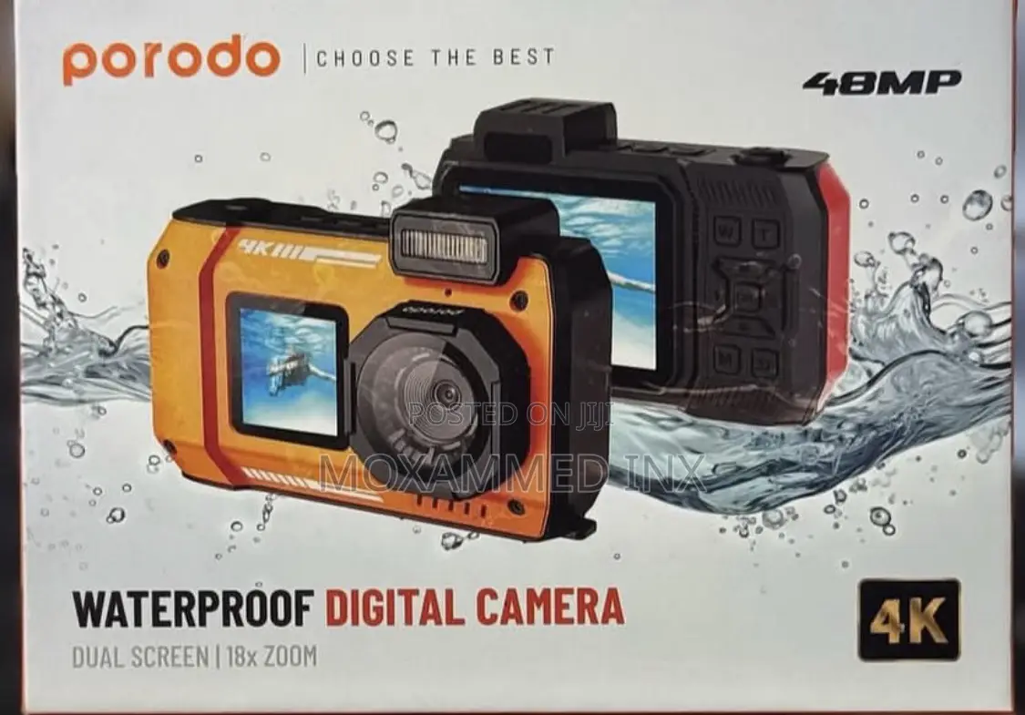 Porodo Waterproof Digital Camera Dual Screen | 18x Zoom 48м