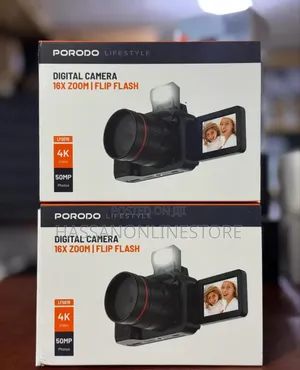 Porodo Lifestyle Digital Camera 16x Zoom Flip Flash - Black