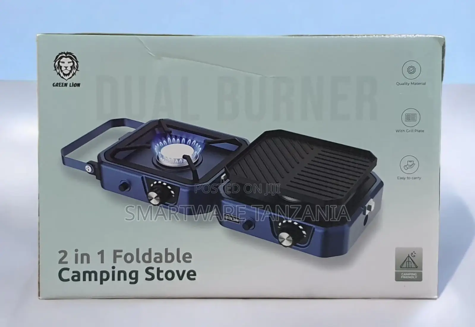 2 In 1 Foldable Camping Stove, 2×3kw Power With Grill Plate