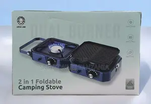 2 In 1 Foldable Camping Stove, 2×3kw Power With Grill Plate