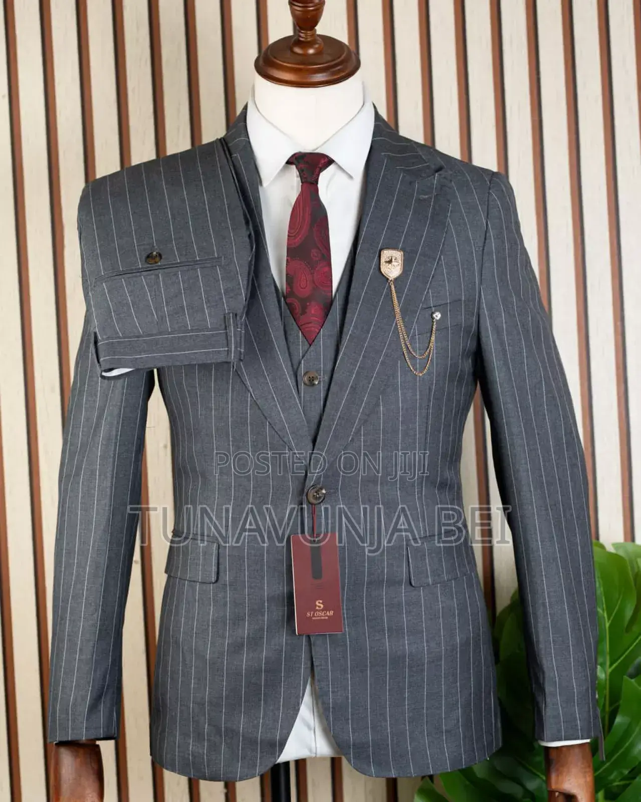 Stintched Pinstripe Suit