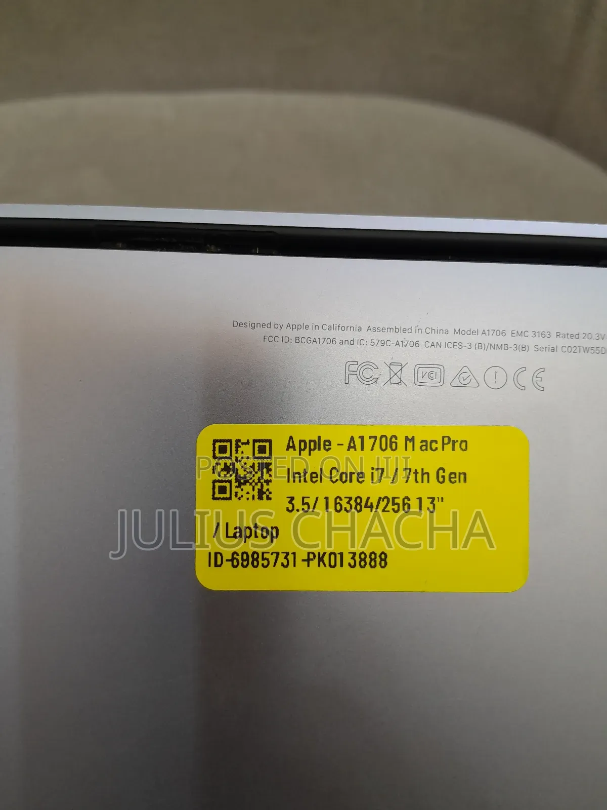 Laptop Apple MacBook Pro 2017 16GB Intel Core I7 SSD 256GB