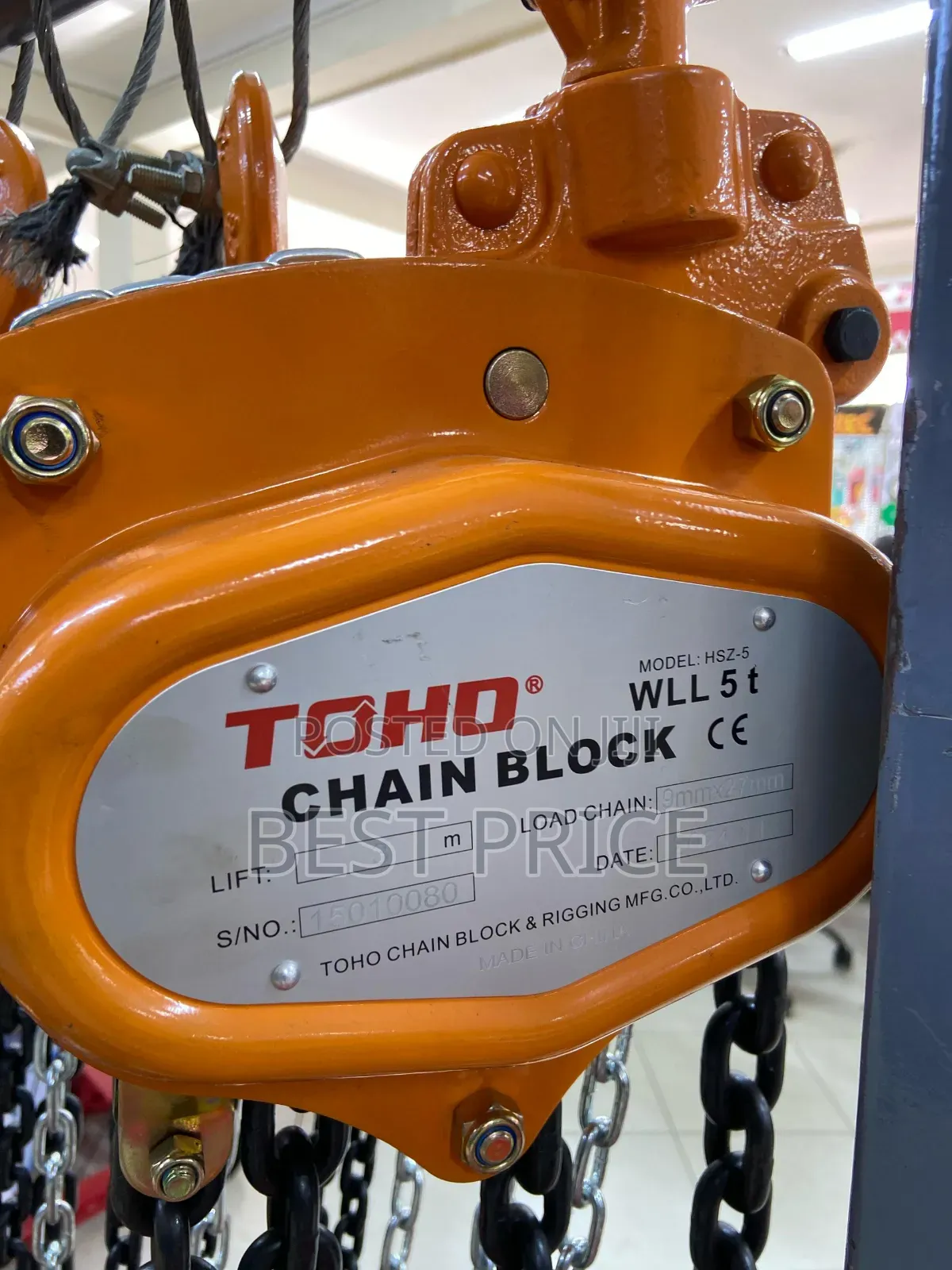 Toho Chain Block 5 Ton Lift 3 M