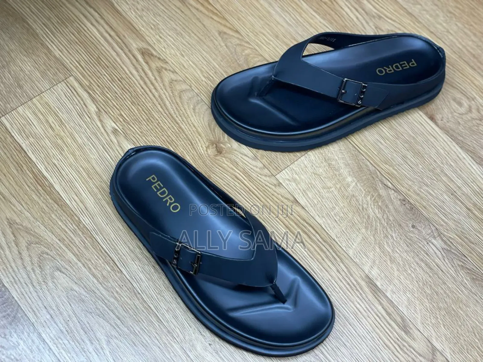 Mens Sandals Full Black Material Leather