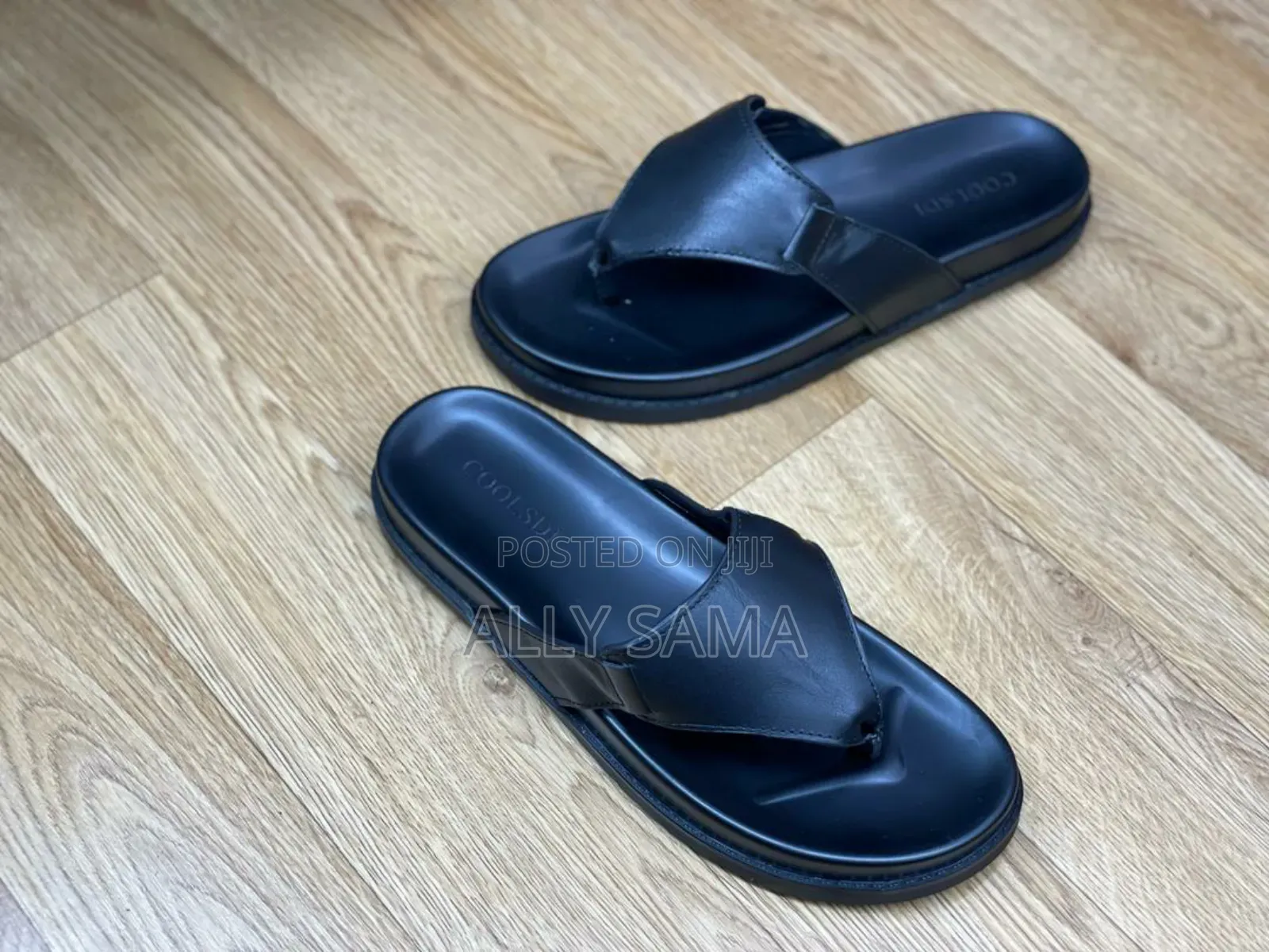 Mens Sandals Full Black Material Leather