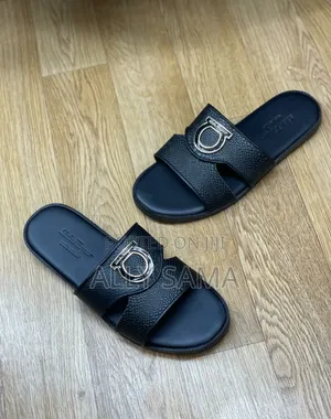 Mens Sandals Full Black Material Leather