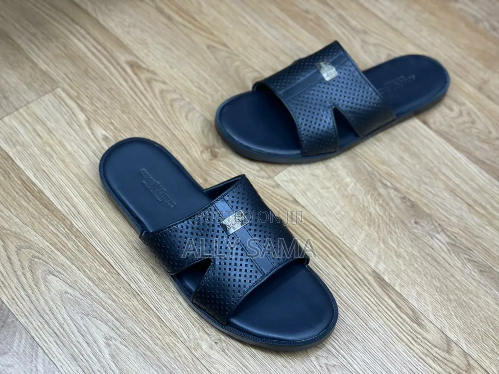 Mens Sandals Full Black Material Leather