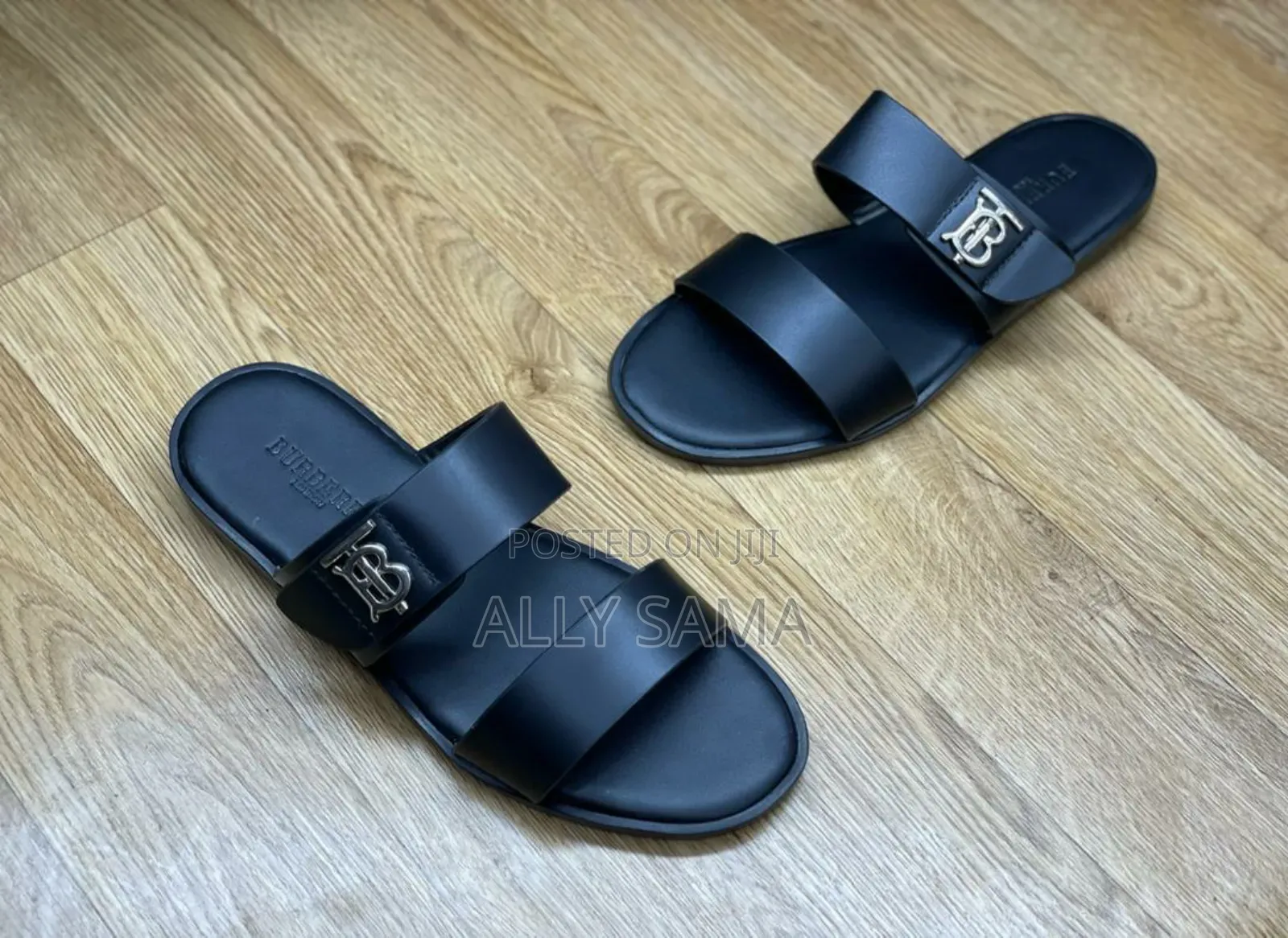 Mens Sandals Full Black Material Leather