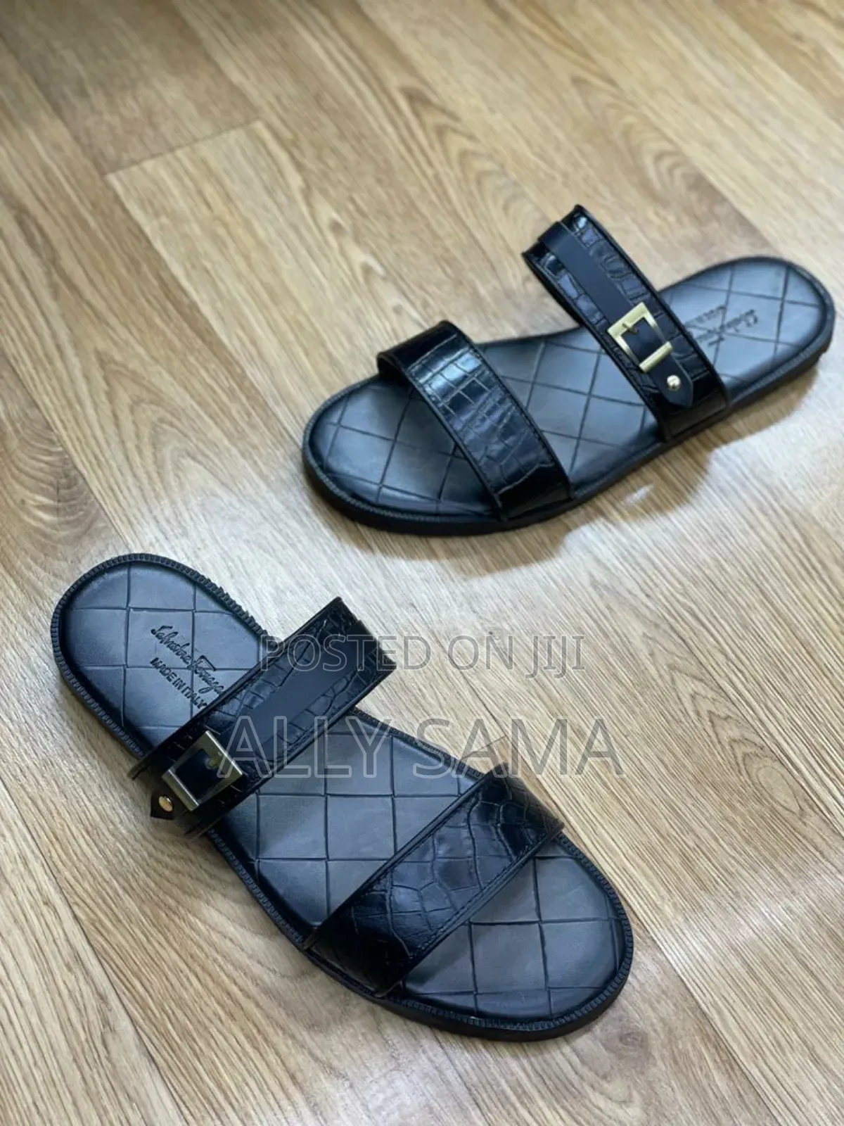 Mens Sandals Full Black Material Leather