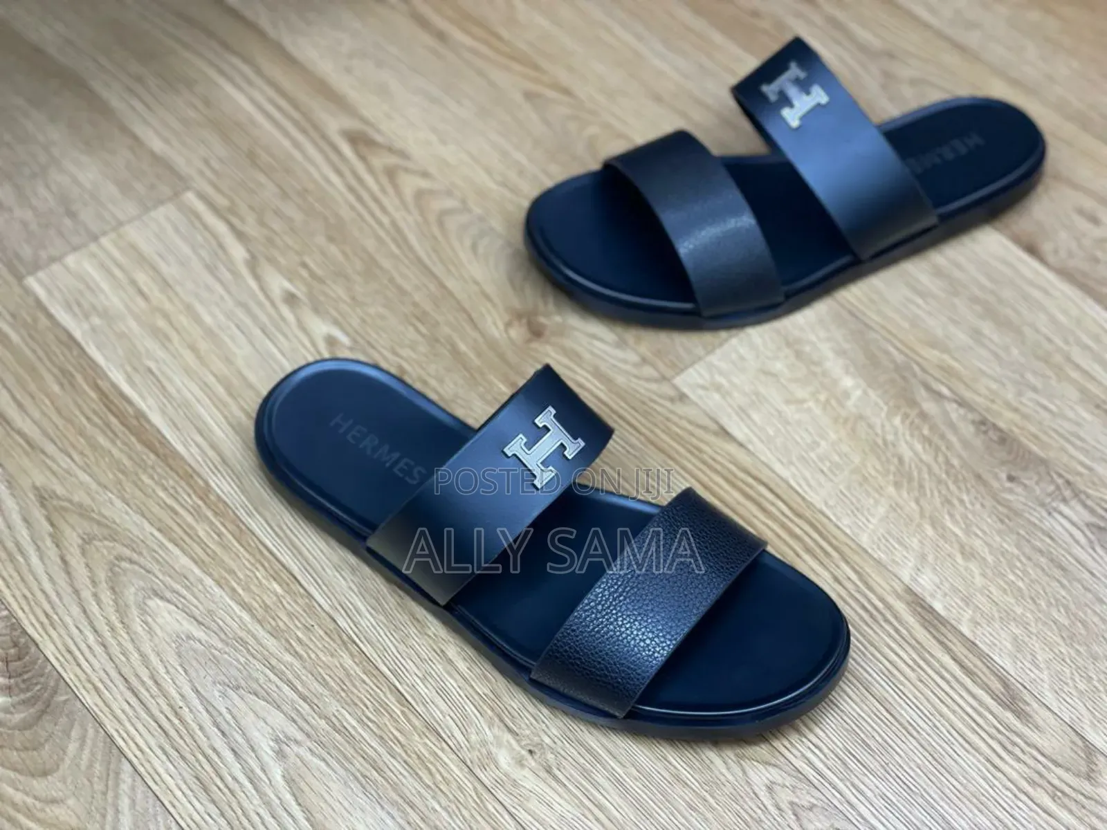 Mens Sandals Full Black Material Leather