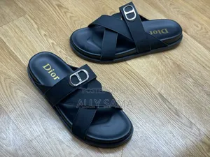 Men's Sandals Original Full Black Material Leather
